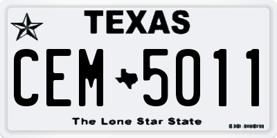 TX license plate CEM5011