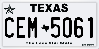 TX license plate CEM5061