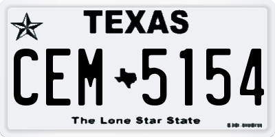 TX license plate CEM5154