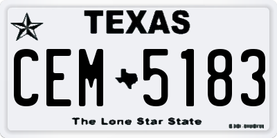 TX license plate CEM5183