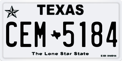 TX license plate CEM5184