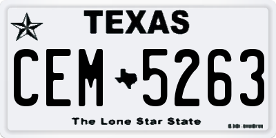 TX license plate CEM5263