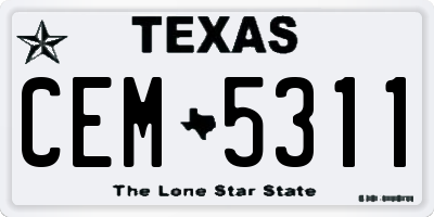 TX license plate CEM5311