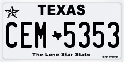 TX license plate CEM5353