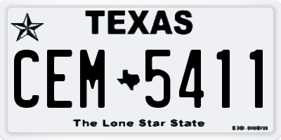 TX license plate CEM5411