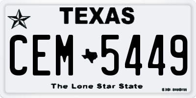 TX license plate CEM5449
