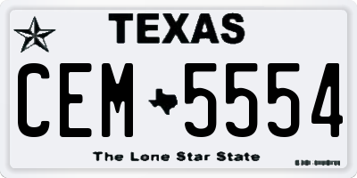 TX license plate CEM5554