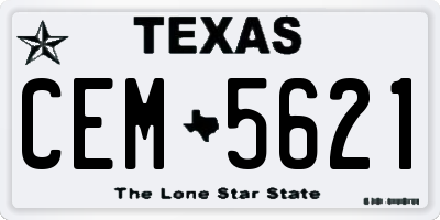 TX license plate CEM5621