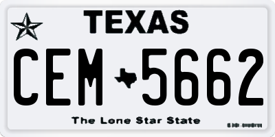 TX license plate CEM5662