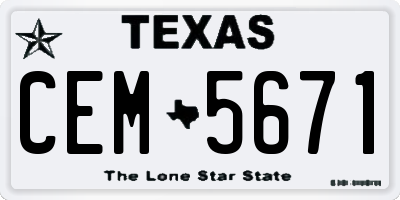 TX license plate CEM5671