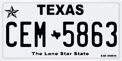 TX license plate CEM5863