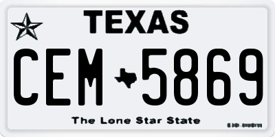 TX license plate CEM5869