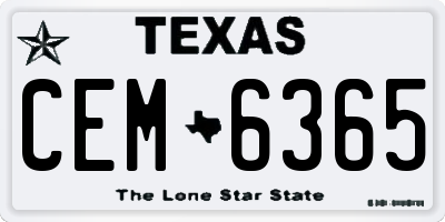 TX license plate CEM6365