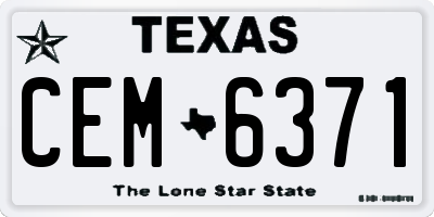 TX license plate CEM6371
