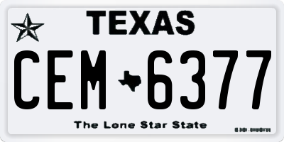 TX license plate CEM6377
