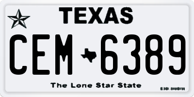 TX license plate CEM6389