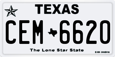 TX license plate CEM6620
