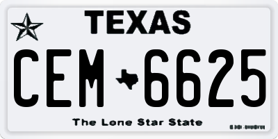 TX license plate CEM6625