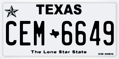 TX license plate CEM6649