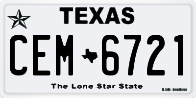 TX license plate CEM6721
