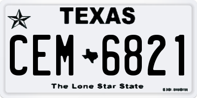 TX license plate CEM6821