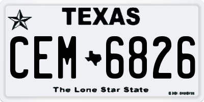 TX license plate CEM6826