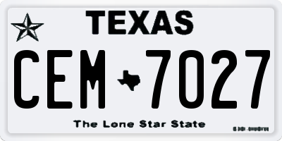 TX license plate CEM7027