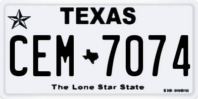 TX license plate CEM7074