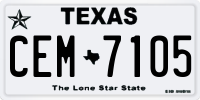 TX license plate CEM7105