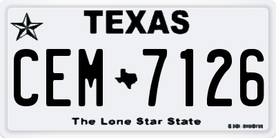 TX license plate CEM7126
