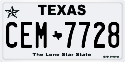 TX license plate CEM7728