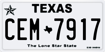 TX license plate CEM7917