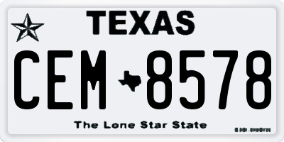 TX license plate CEM8578