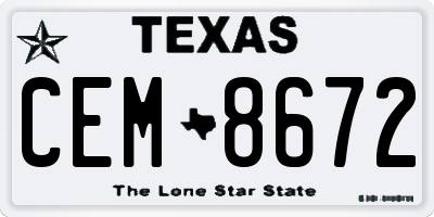 TX license plate CEM8672