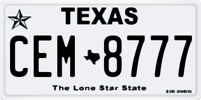 TX license plate CEM8777