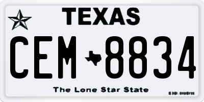 TX license plate CEM8834