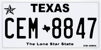 TX license plate CEM8847