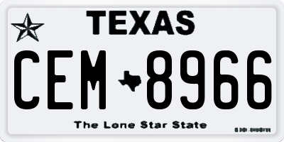 TX license plate CEM8966