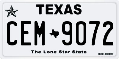 TX license plate CEM9072
