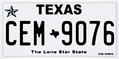 TX license plate CEM9076