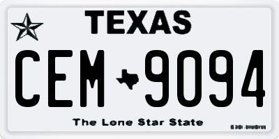 TX license plate CEM9094