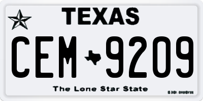 TX license plate CEM9209