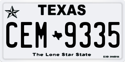TX license plate CEM9335