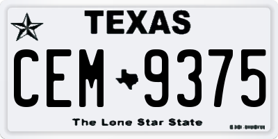 TX license plate CEM9375