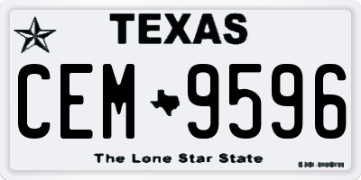 TX license plate CEM9596