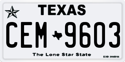 TX license plate CEM9603