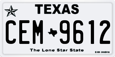 TX license plate CEM9612