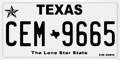TX license plate CEM9665