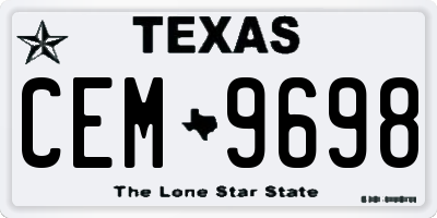 TX license plate CEM9698