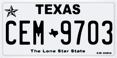TX license plate CEM9703